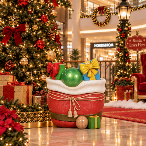 Large Fiberglass Santa Sack Figure, 38"