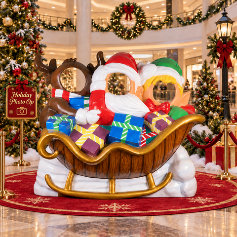 Large Fiberglass Santa's Delivery Photo Op Prop, 69"