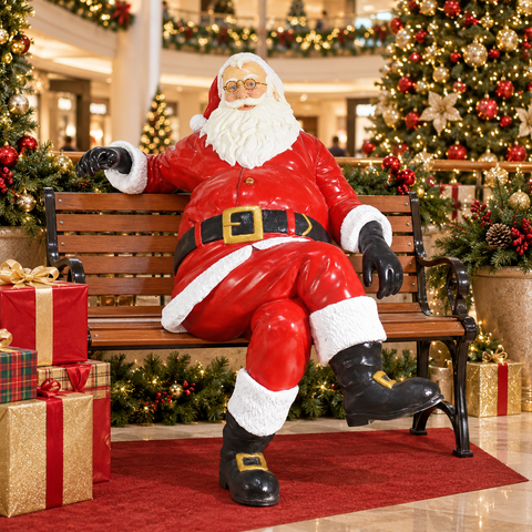 Large Fiberglass Santa on Bench Statue (Santa Only), 63"