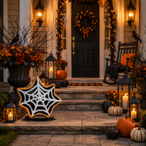 Large Fiberglass Spider Web Cookie Decoration, 24"