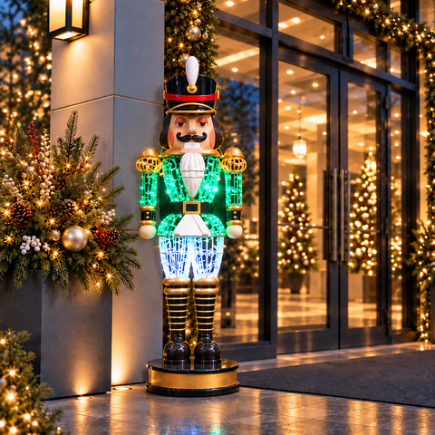Large Fiberglass Traditional Nutcracker Figure, LED Lit