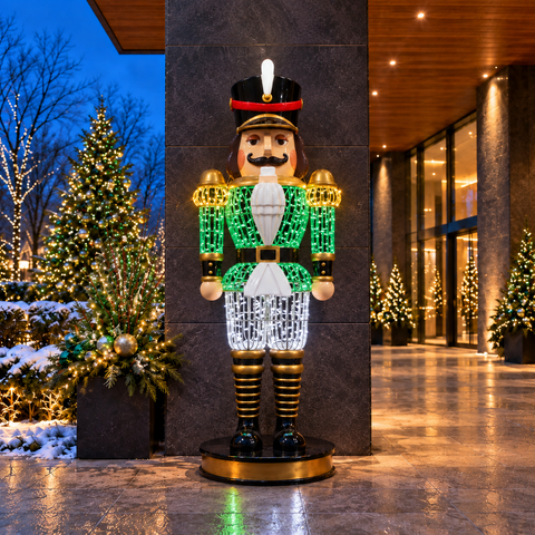 Large Fiberglass Traditional Nutcracker Figure, LED Lit