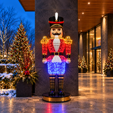 Large Fiberglass Traditional Nutcracker Figure, LED Lit