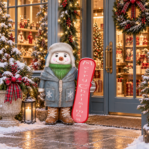Large Fiberglass Winter Snowman Figure, 36"