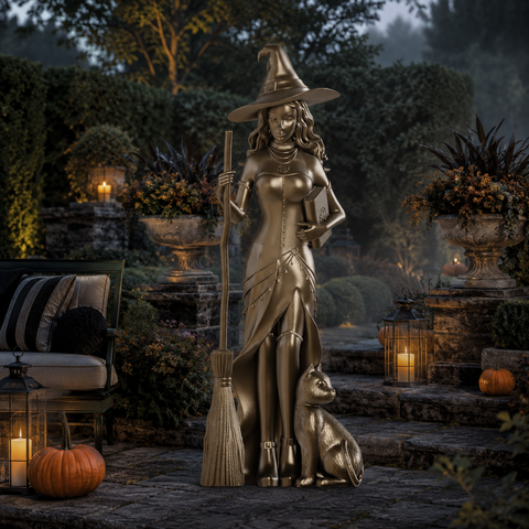 Large Fiberglass Witch Statue, 54"
