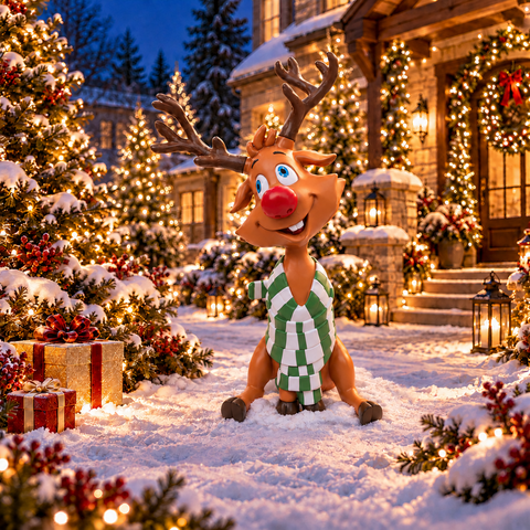 Large Fiberglass Wrapped Reindeer Figure, 55"