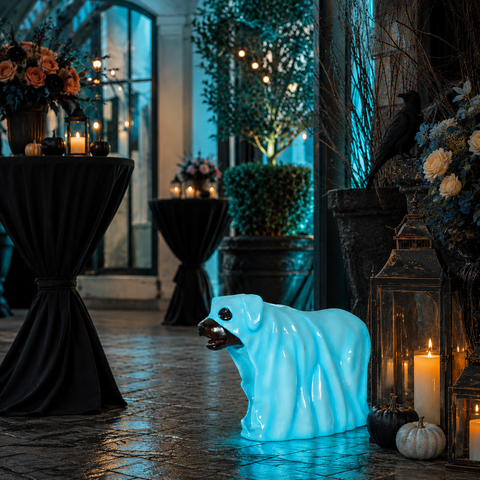Large Glowing Ghost Dog Halloween Figure, 24"