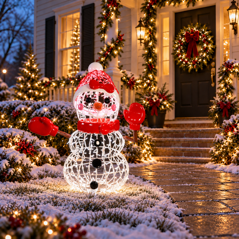 Large Grace Snowy Figure, LED Lit w/Fiberglass (Red/White), 47"