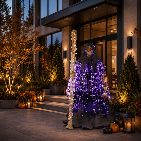 Large Grim Reaper Figure, LED Lit w/Fiberglass, 79"