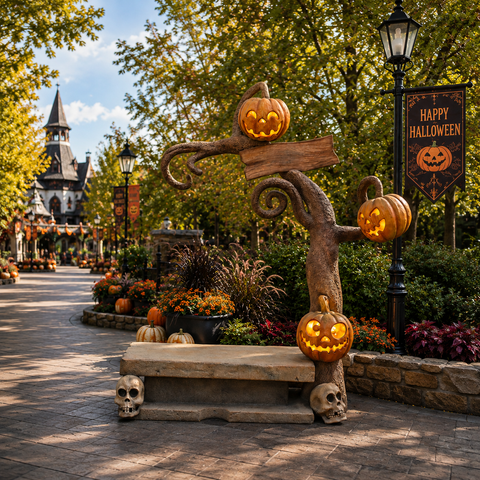 Large Halloween Tree Bench, 89"