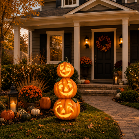 Large Happy Jack O' Lantern Pumpkin Stack Figure, 60"