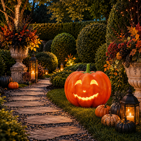 Large Lighted Halloween Jack O' Lantern Figure, 24"