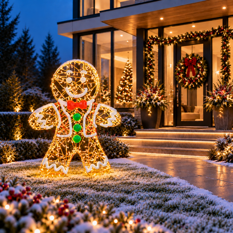 Large Matthew Gingerbread Figure w/Fiberglass, LED Lit, 57"
