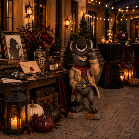 Large Fiberglass Mice The Detective Halloween Figure, 40"