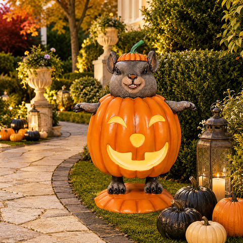 Large Fiberglass Mice The Pumpkin Halloween Figure, 39"