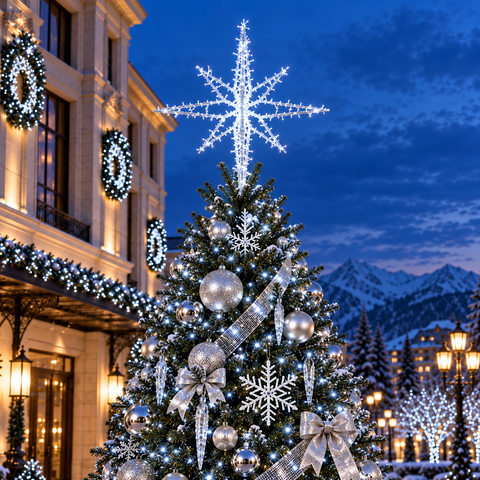Large Northstar Tree Topper Decoration, LED Lit (Warm White / Cold White), 4ft / 6ft