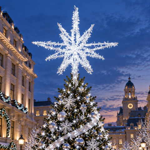 Large Northstar Tree Topper Decoration, LED Lit (Warm White / Cold White), 4ft / 6ft