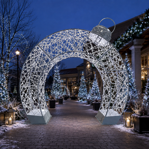 Large Ornament Gate Gunmetal, LED Lit (Cold White), 12'6"