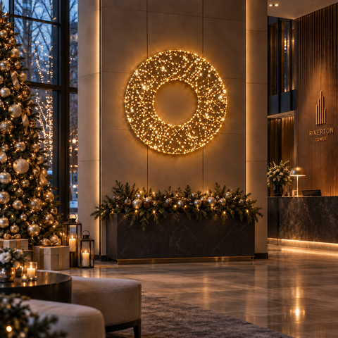Large Oro Wreath Decoration, LED Lit, 4ft to 8ft