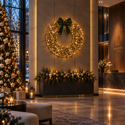 Large Oro Wreath Decoration, LED Lit, 4ft to 8ft