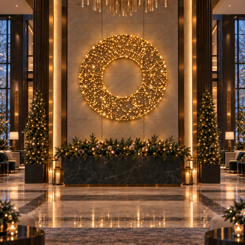 Large Oro Wreath Decoration, LED Lit, 4ft to 8ft