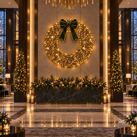 Large Oro Wreath Decoration, LED Lit, 4ft to 8ft