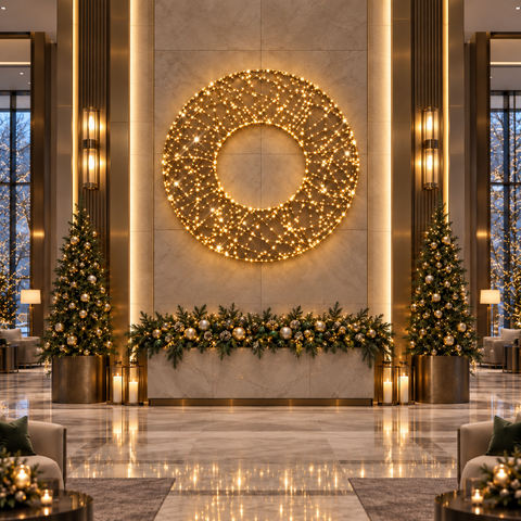 Large Oro Wreath Decoration, LED Lit, 4ft to 8ft