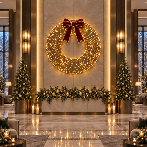 Large Oro Wreath Decoration, LED Lit, 4ft to 8ft