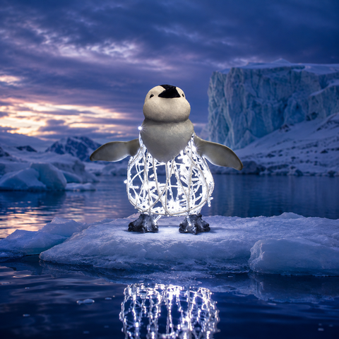 Large Penguin Chilly Willy Figure, LED Lit w/Fiberglass (White), 22"