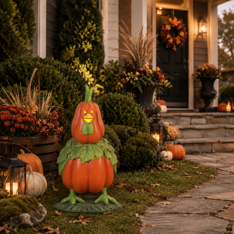 Large Pumpkin Rooster Decor for Halloween and Thanksgiving Decors, 26"