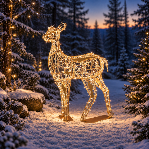 Large Roxy Deer, LED Lit w/Fiberglass (Warm White), 6ft