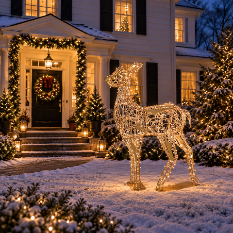 Large Roxy Deer, LED Lit w/Fiberglass (Warm White), 6ft