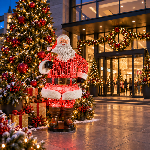 Large Santa Statue, LED Lit w/Fiberglass, 75"