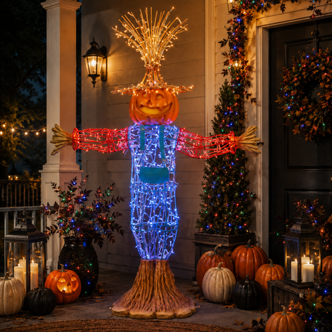 Large Scarecrow Figure, LED Lit w/Fiberglass, 75"
