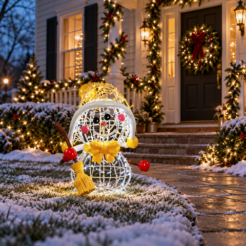 Large Sofia Snowy Figure, LED Lit w/Fiberglass (Warm White/White), 31"