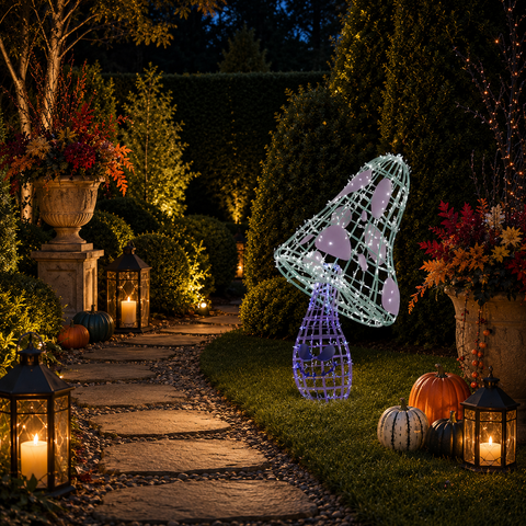 Large Spooky LED Mushroom, 39" (Cold White/Blue - Floor Standing)