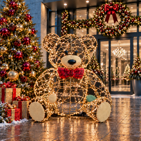 Large Teddy Bear Figure, LED Lit w/Fiberglass, 94"