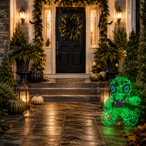 Large Voodoo Boy Figure, LED Lit w/Fiberglass (Green), 38"
