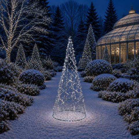 Life-size Christmas Cone Struct Tree, LED Lit (Gunmetal/Cold White), 7ft