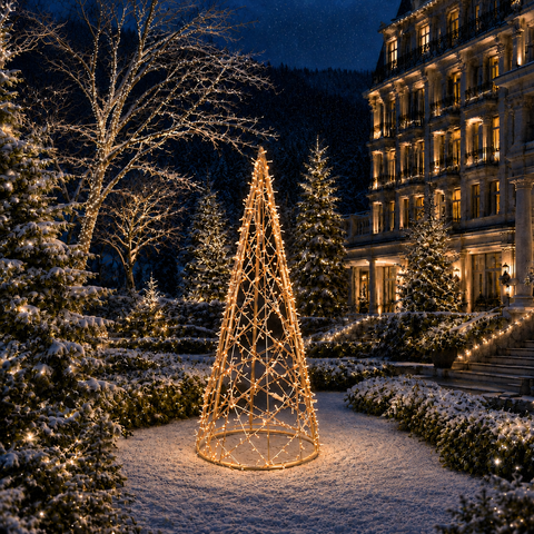 Life-size Christmas Cone Struct Tree, LED Lit (Warm White), 7ft