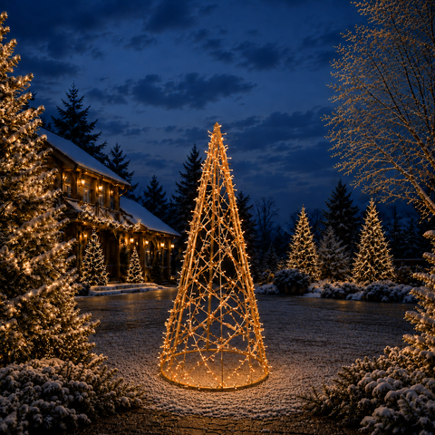 Life-size Christmas Cone Struct Tree, LED Lit (Warm White), 7ft