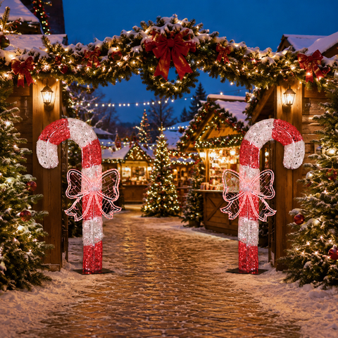 Life-size Organic Candy Cane, LED Lit, 6ft