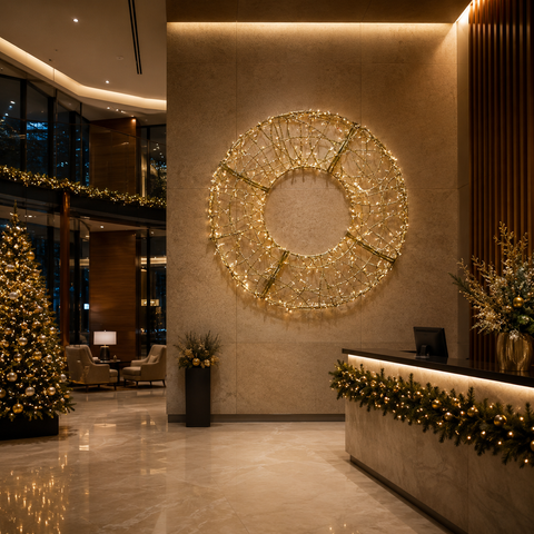 Life-size Oro Wreath, LED Lit (Warm White), 6ft