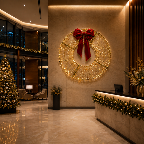 Life-size Oro Wreath, LED Lit (Warm White), 6ft