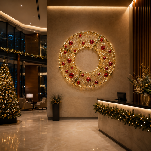 Life-size Oro Wreath, LED Lit (Warm White), 6ft