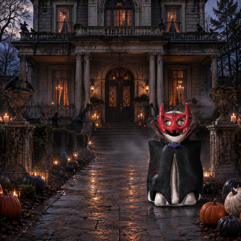 Lifesize Fiberglass Ghost Devil Mask Dad Halloween Figure, 60"