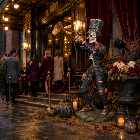 Lifesize Fiberglass The Undead Trumpeter Figure, 67"