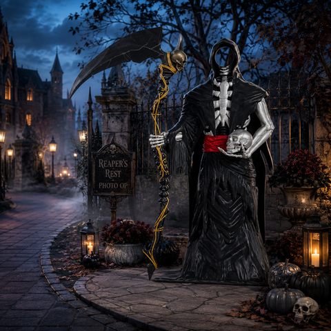 Lifesize Grim Reaper Halloween Photo Op Display, 183"