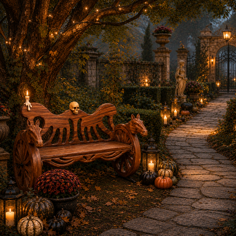 Lifesize Halloween Carriage Bench, 41"