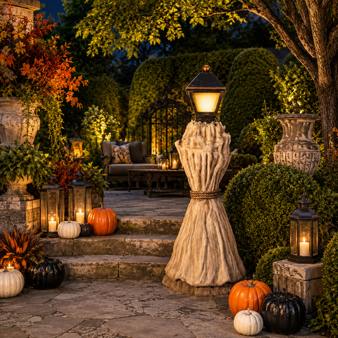 Lifesize Fiberglass Hay Lamp Post Halloween Decoration, 79